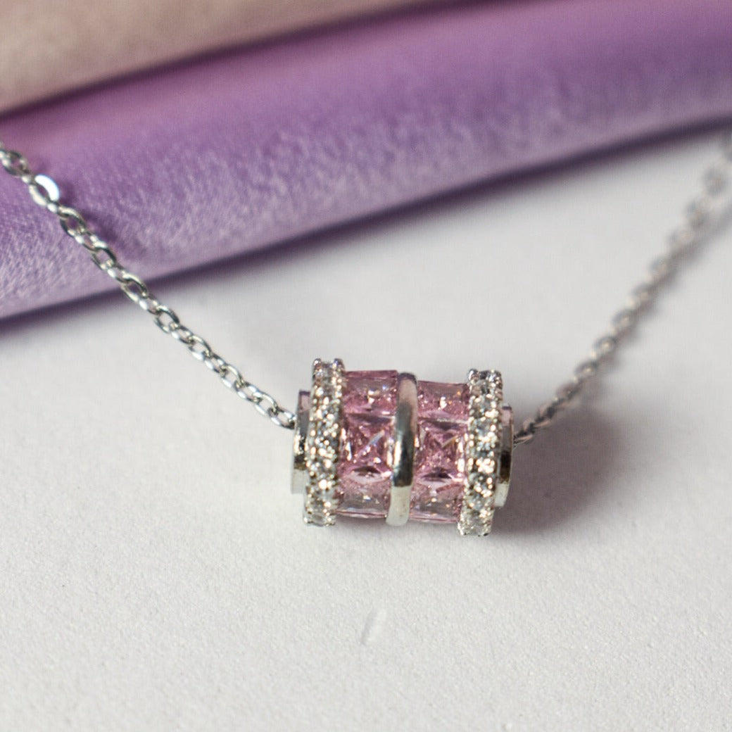 Glamourous Pink Cubic Necklace Salty