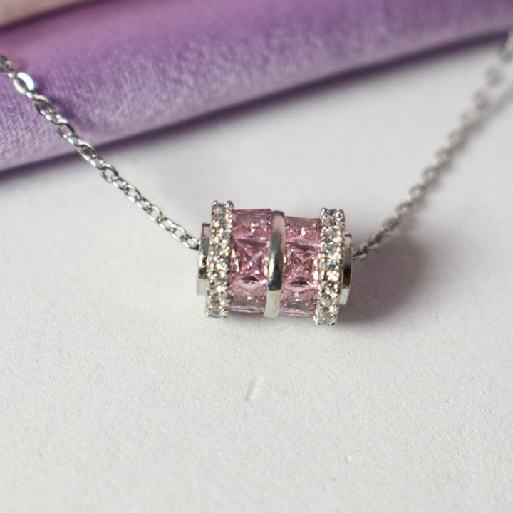 Glamourous Pink Cubic Necklace Salty