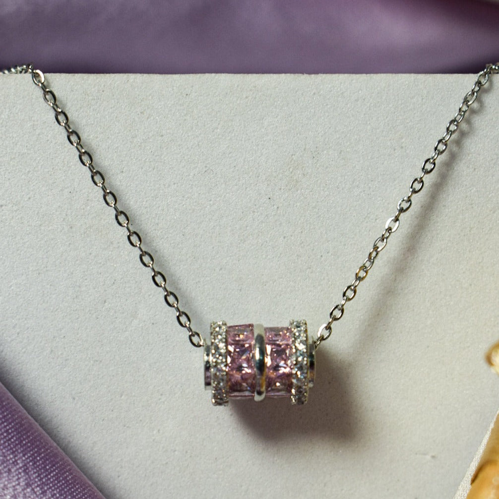 Glamourous Pink Cubic Necklace Salty