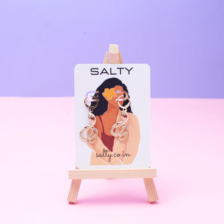 Glamourous Red Eye Snake Earrings