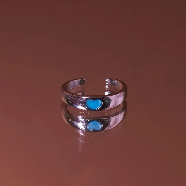 Glow in the Dark Blue Heart Ring | Salty