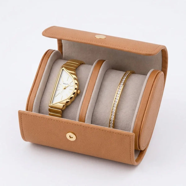 Gold Arc Watch Bracelet Stack
