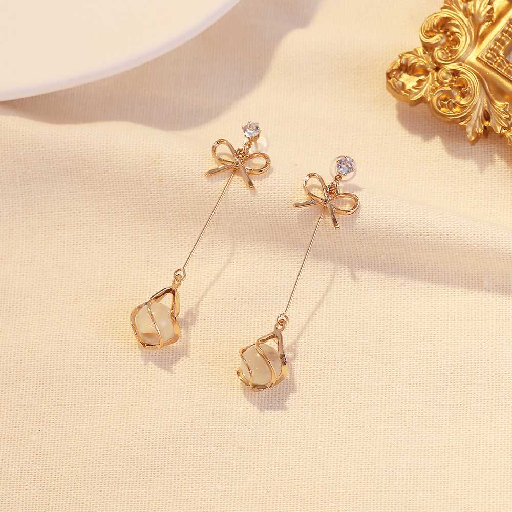 Gold Butterfly Opal Long Drop Earrings - Salty Accessories