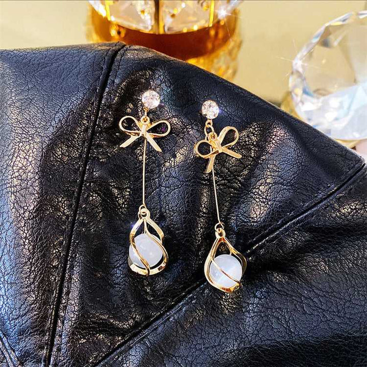 Gold Butterfly Opal Long Drop Earrings - Salty Accessories