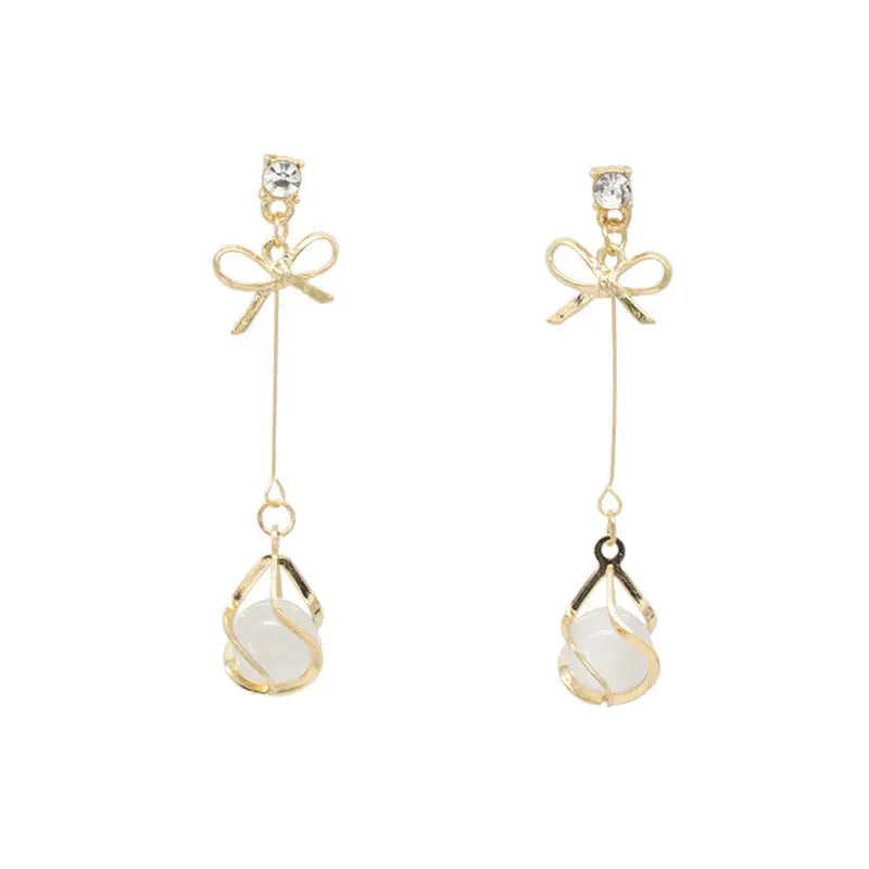 Gold Butterfly Opal Long Drop Earrings - Salty Accessories
