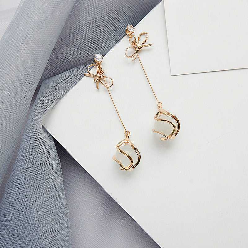Gold Butterfly Opal Long Drop Earrings - Salty Accessories