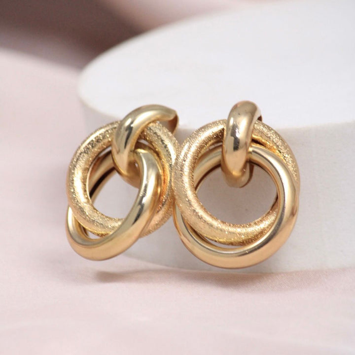 Gold Double Twist Shimmer Hoop Earrings