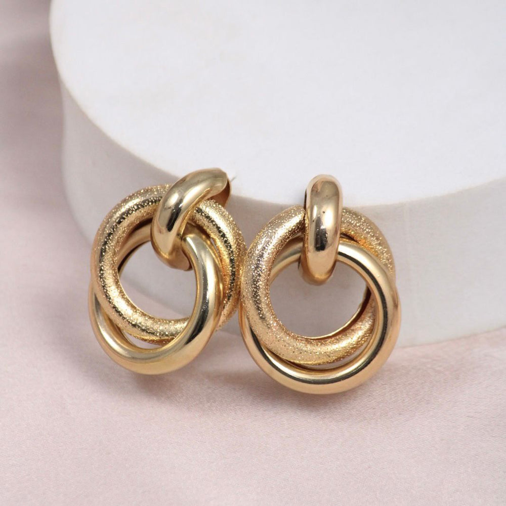 Gold Double Twist Shimmer Hoop Earrings