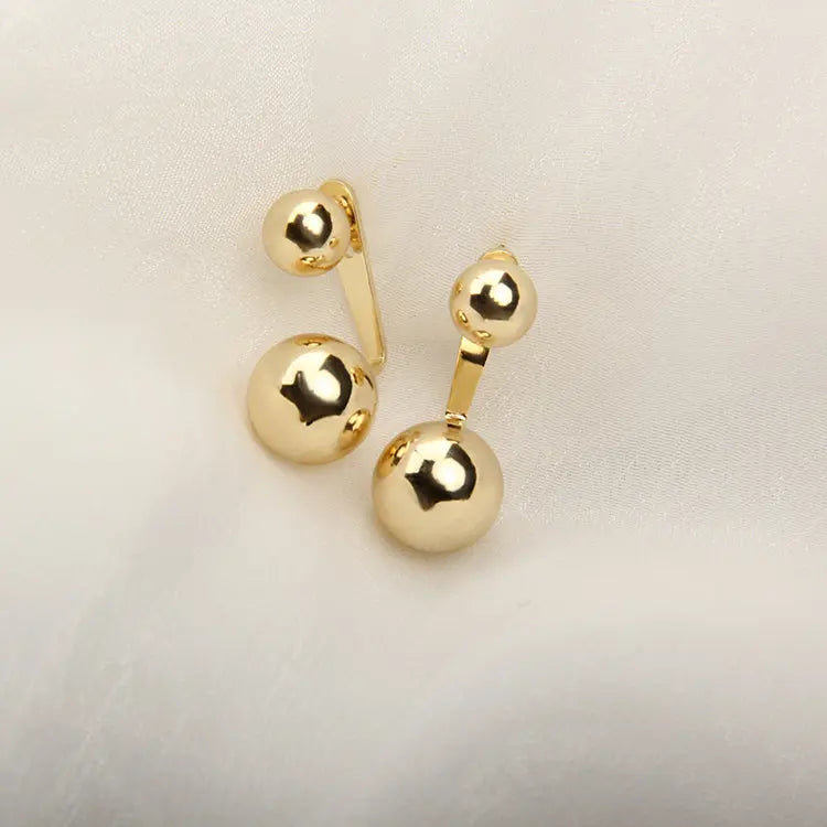 Gold Plated Double Ball Earrings - Salty Accessories