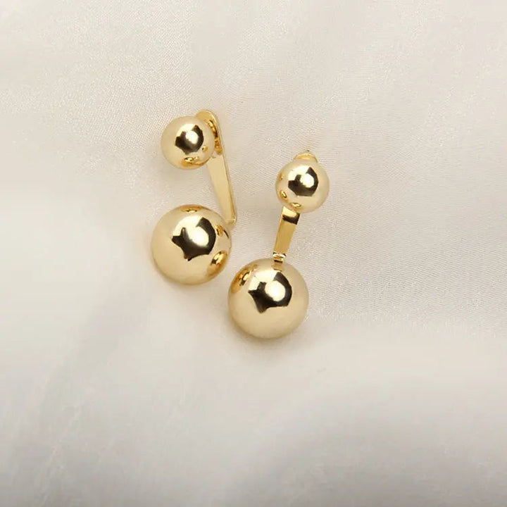 Gold Plated Double Ball Earrings - Salty Accessories