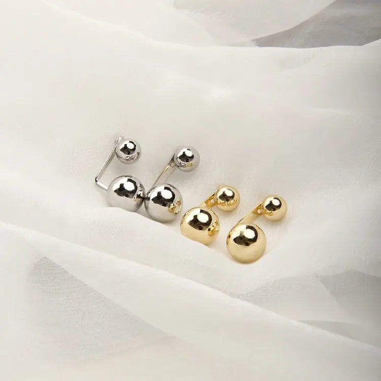 Gold Plated Double Ball Earrings - Salty Accessories
