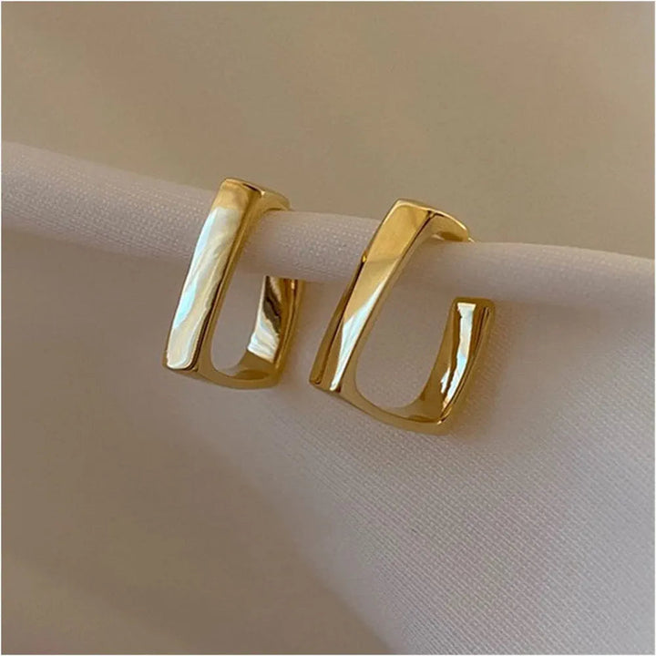 Gold Shine Square Hoop Hugging Earrings - Salty Accessories