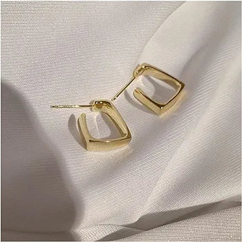 Gold Shine Square Hoop Hugging Earrings - Salty Accessories