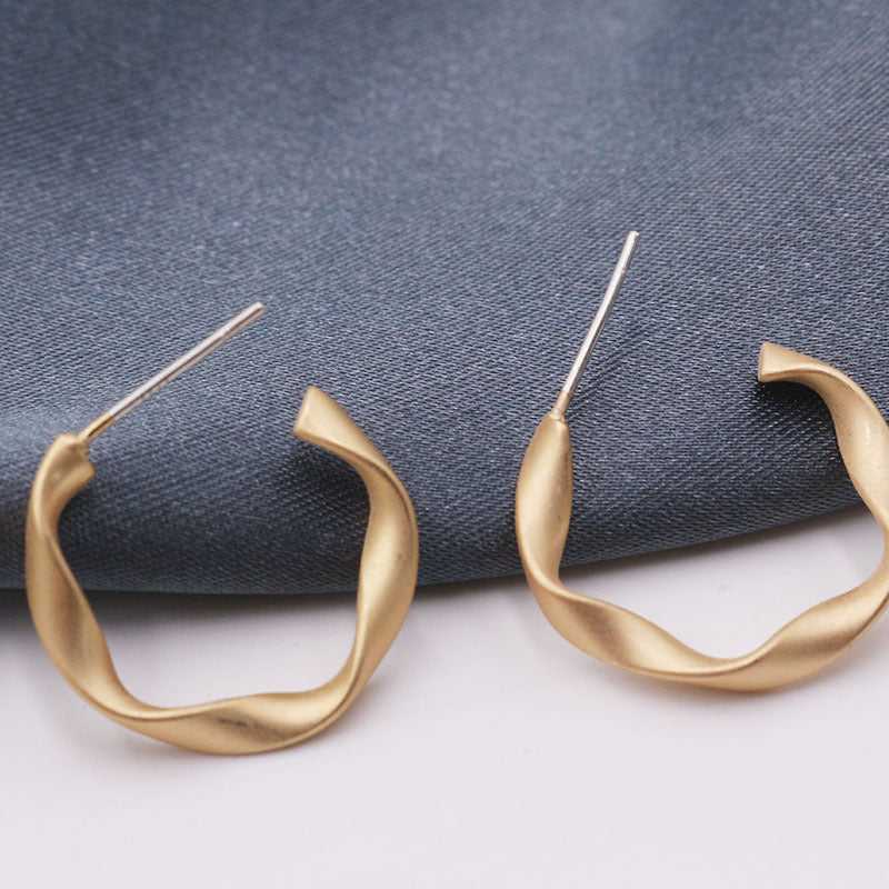 Gold Shine Twisted Round Hoop Earrings - Salty Accessories