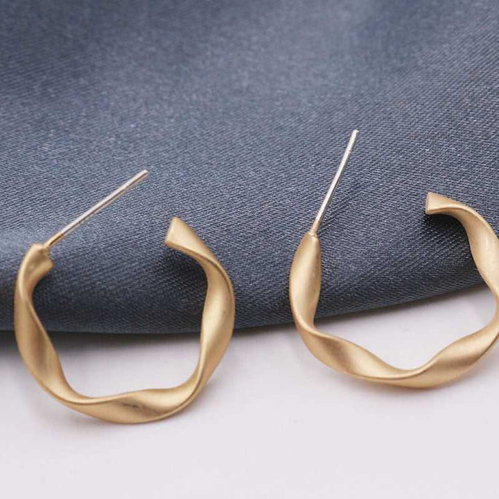 Gold Shine Twisted Round Hoop Earrings - Salty Accessories