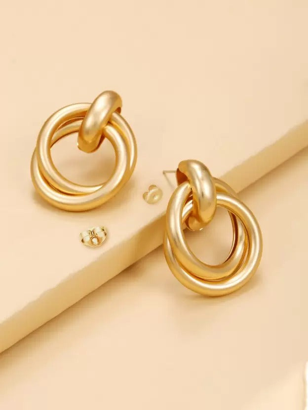 Gold Warped Trendy Earrings