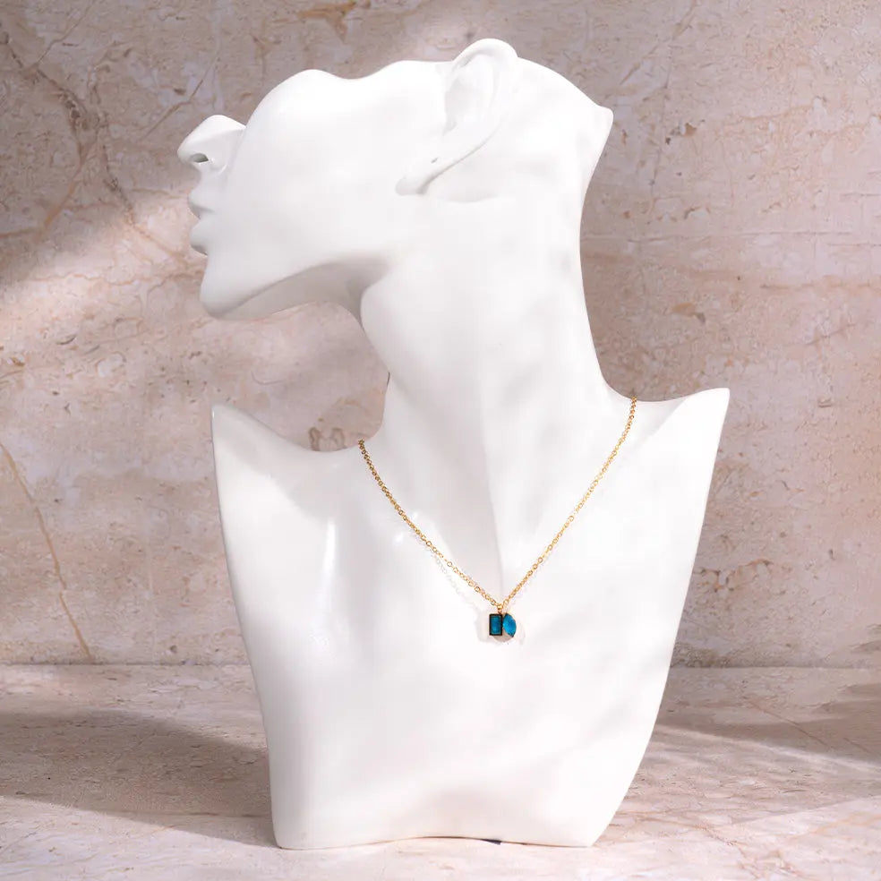 Golden Blue Stone Necklace | Salty
