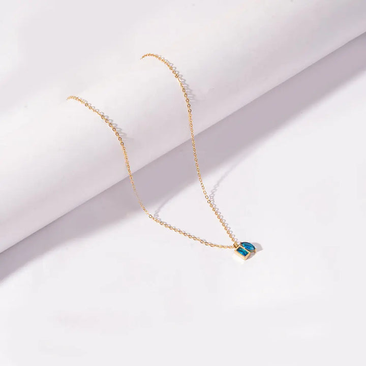 Golden Blue Stone Necklace | Salty