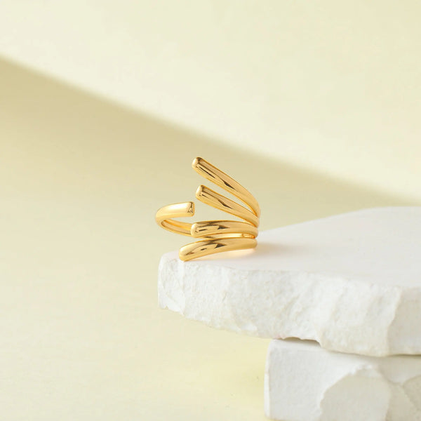 Golden Cascade Statement Ring
