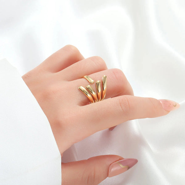 Golden Cascade Statement Ring