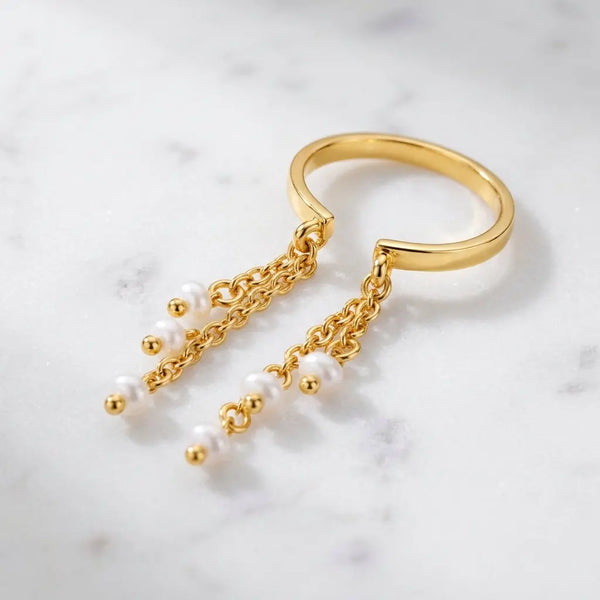 Golden Dewdrop Chain Ring
