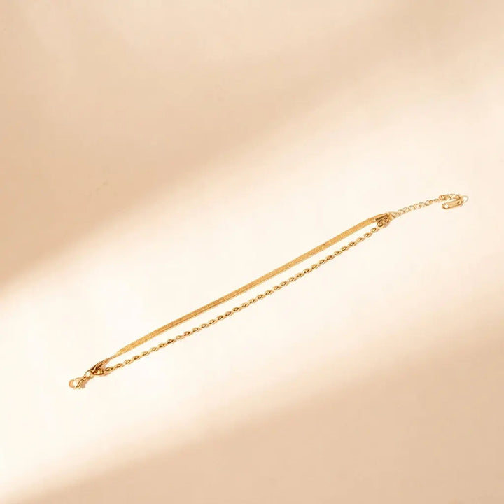 Golden Duo Layer Anklet | Salty