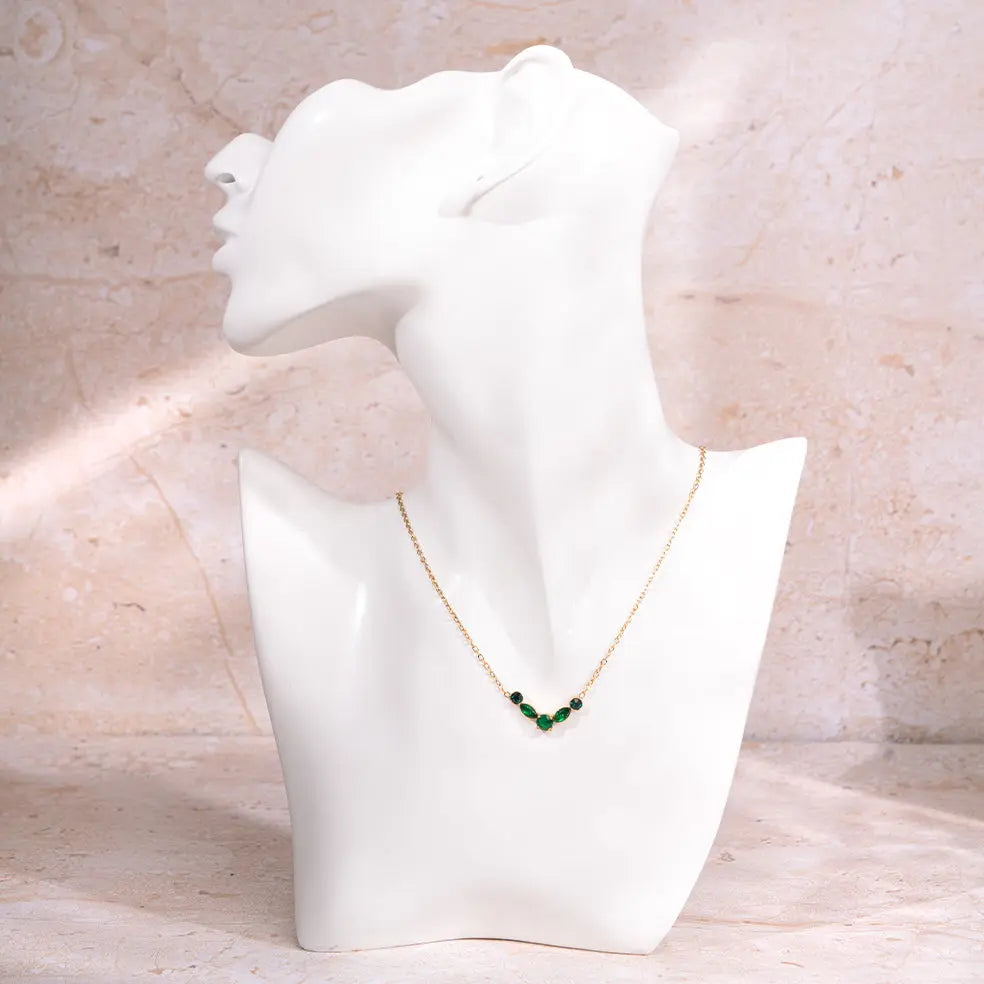 Golden Emerald Loop Necklace | Salty