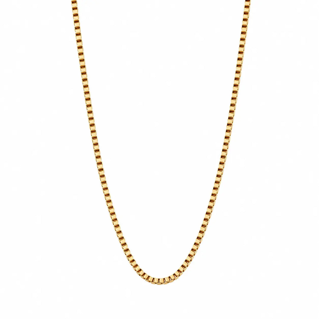 Golden Grid Box Chain Necklace | Salty