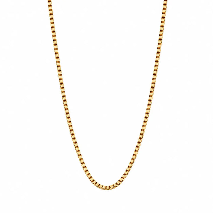Golden Grid Box Chain Necklace | Salty