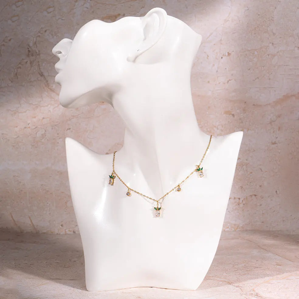 Golden Pineapple Charm Necklace | Salty