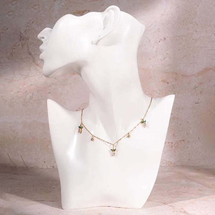 Golden Pineapple Charm Necklace | Salty
