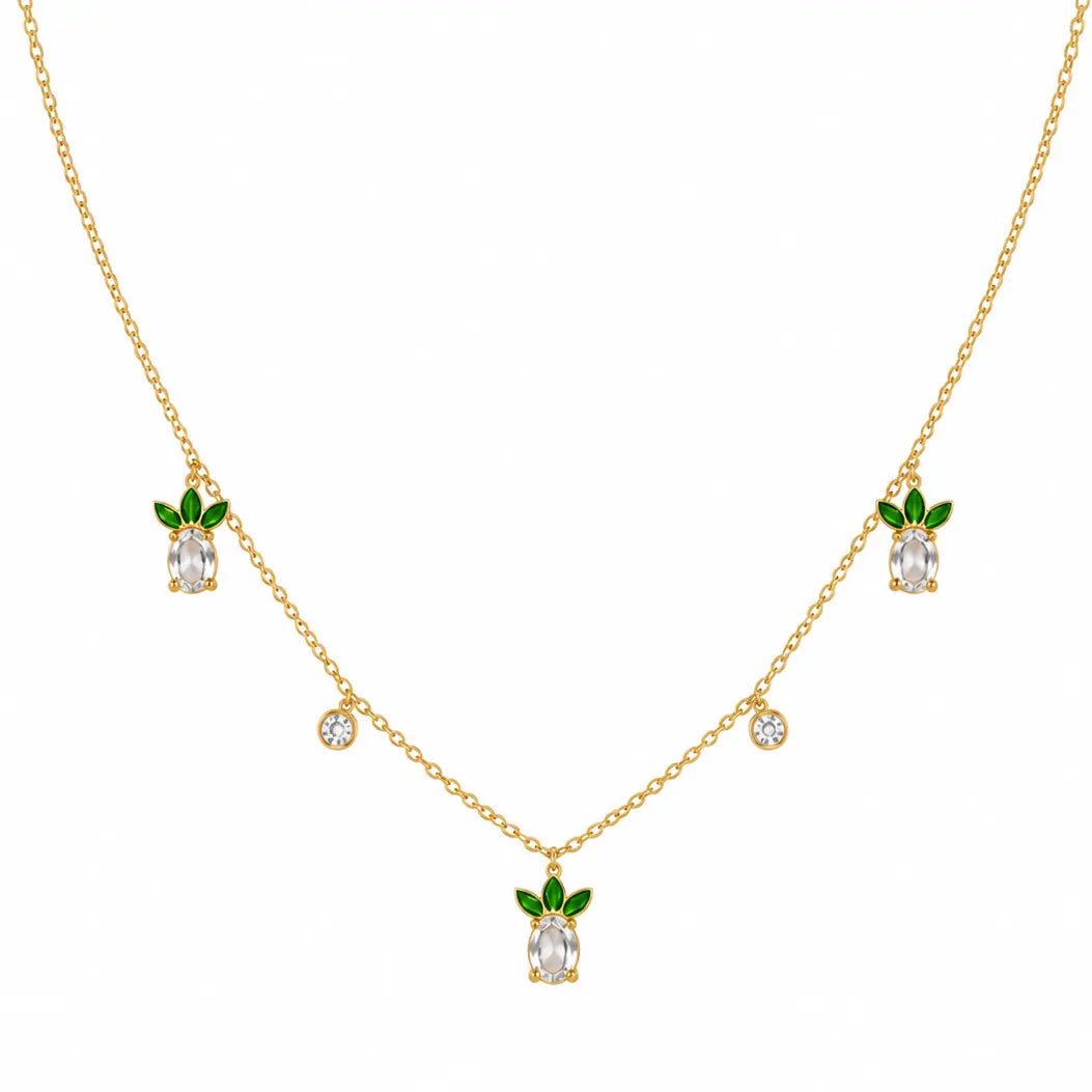 Golden Pineapple Charm Necklace | Salty