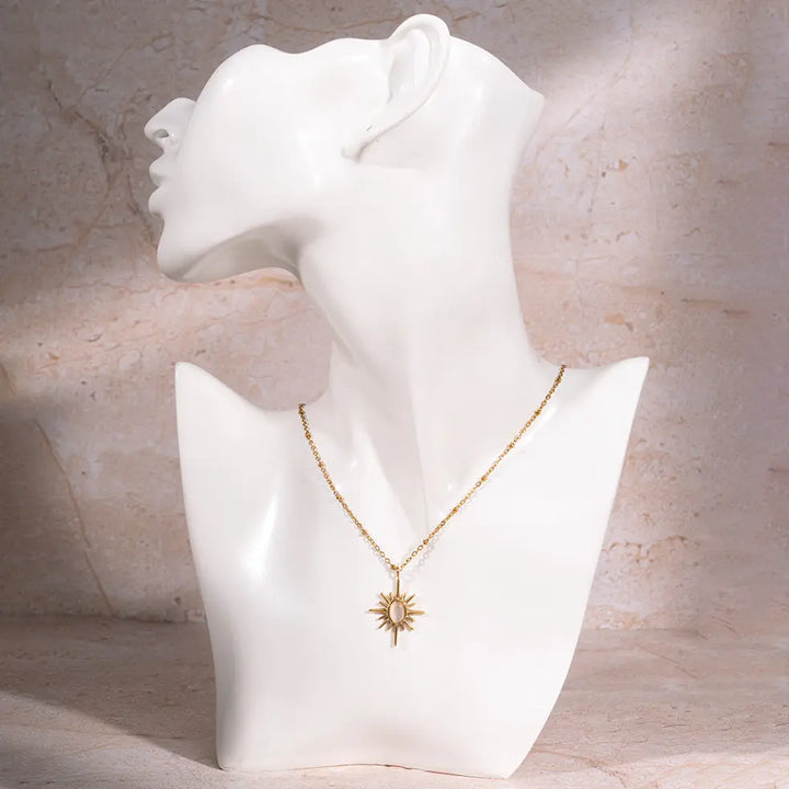 Golden Sunburst Necklace - Black | Salty