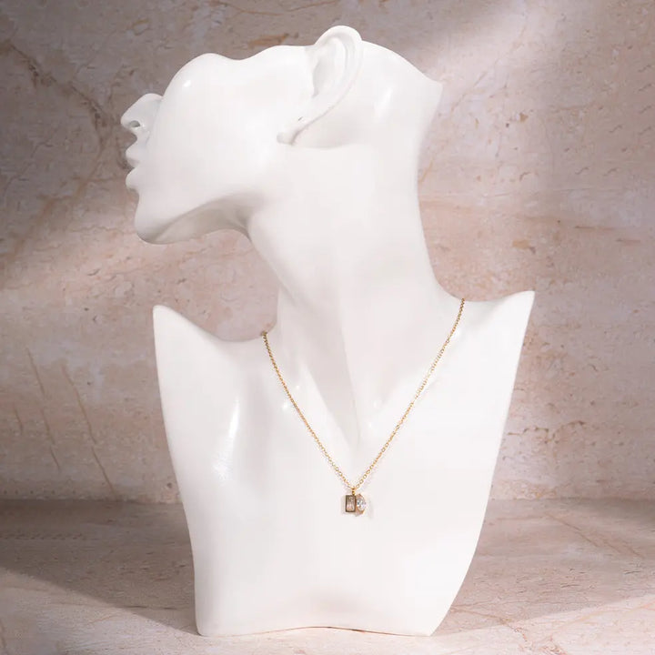 Golden White Stone Necklace | Salty