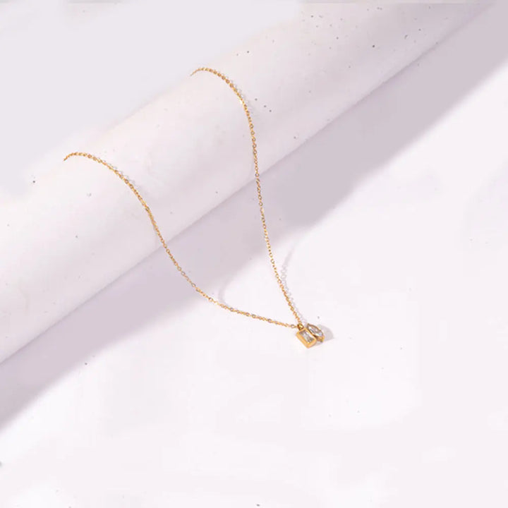 Golden White Stone Necklace | Salty