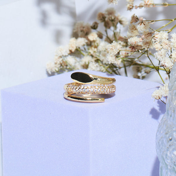 Golden Blockade Statement Ring