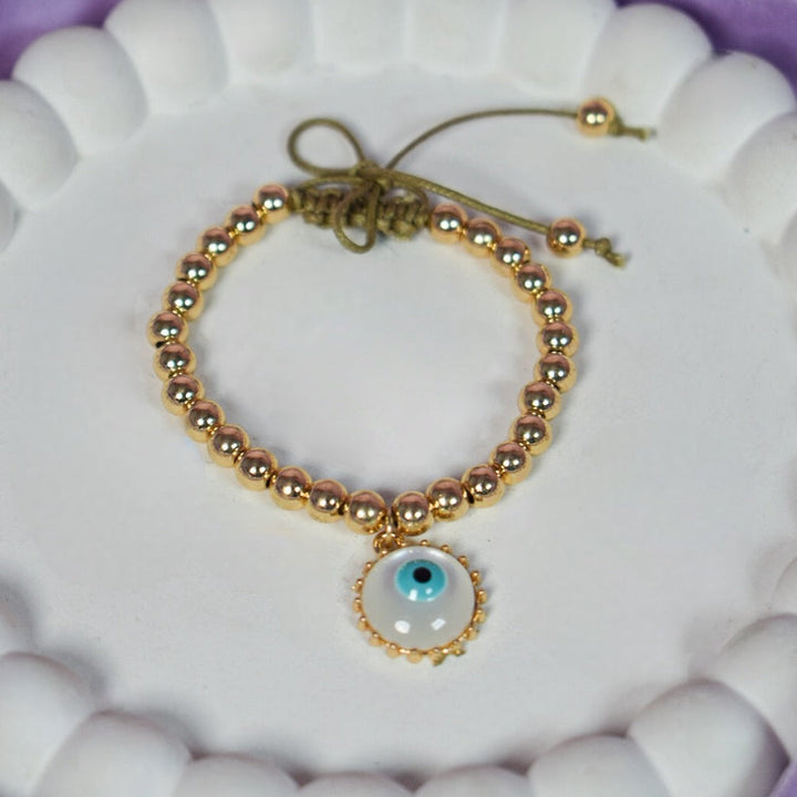 Golden Retro Evil Eye Bracelet