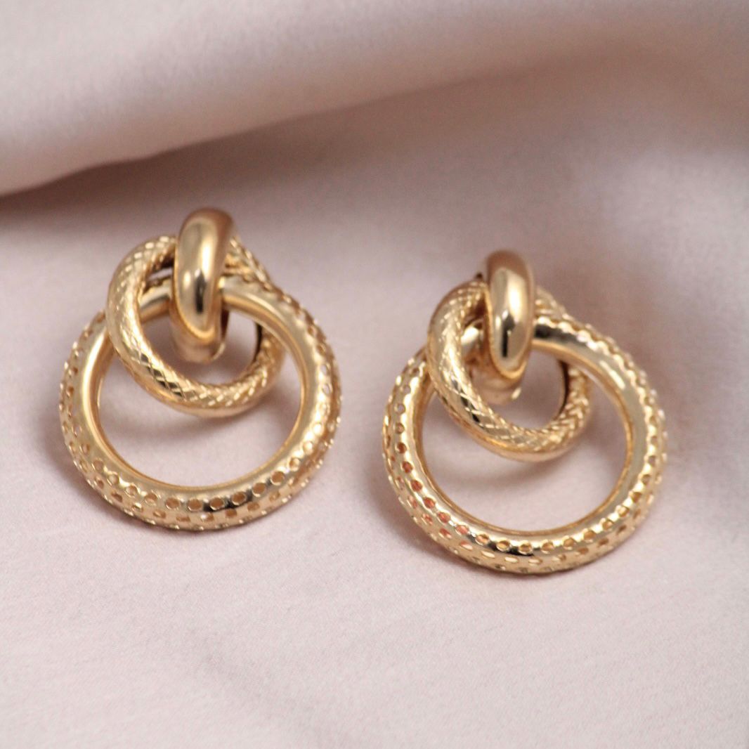 Golden Twisted Boho Hoop Earrings