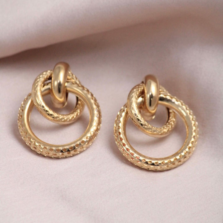Golden Twisted Boho Hoop Earrings