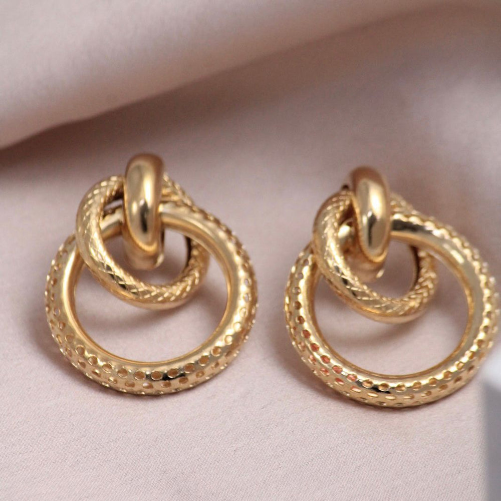 Golden Twisted Boho Hoop Earrings