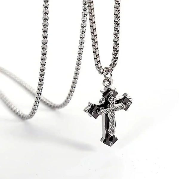 Gothic Edge Cross Pendant Necklace