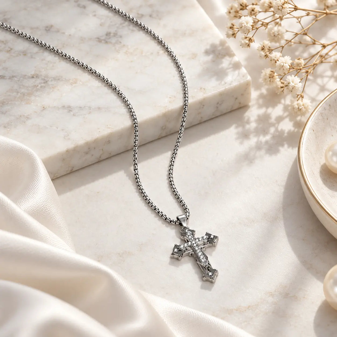 Gothic Edge Cross Pendant Necklace | Salty
