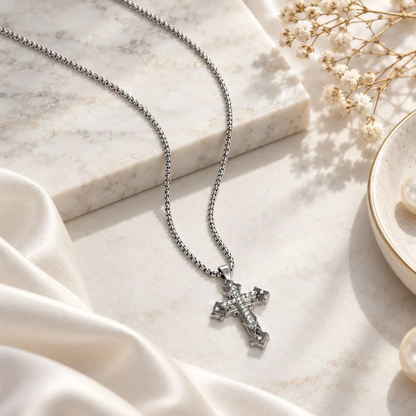 Gothic Edge Cross Pendant Necklace