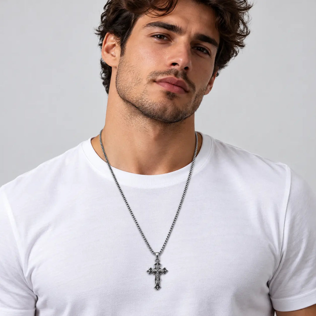 Gothic Edge Cross Pendant Necklace | Salty