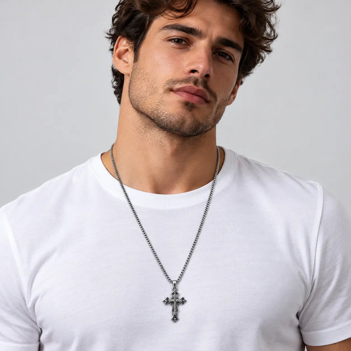 Gothic Edge Cross Pendant Necklace | Salty