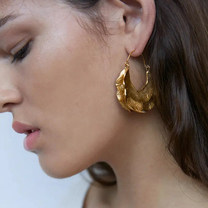 Gothic Punk Metal Irregular Gold Drop Hoop Earrings - Salty Accessories