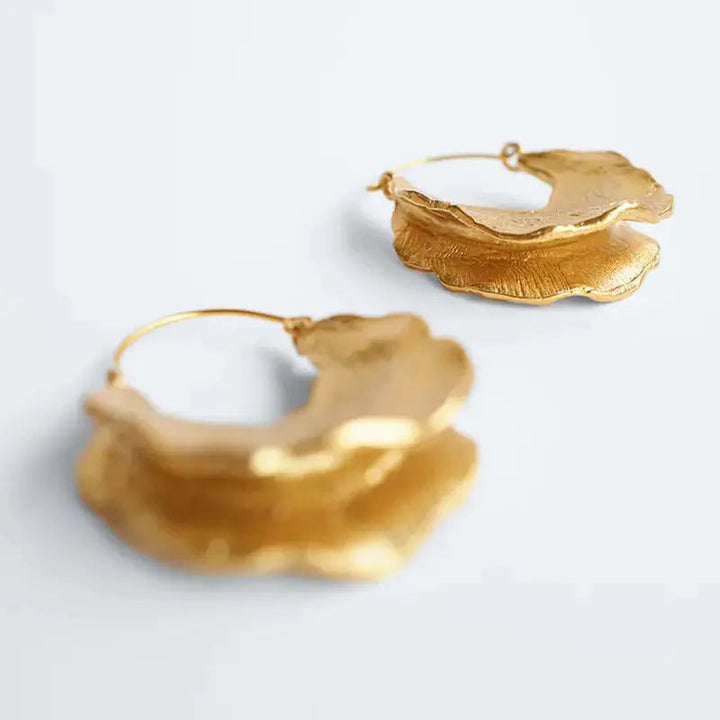Gothic Punk Metal Irregular Gold Drop Hoop Earrings - Salty Accessories