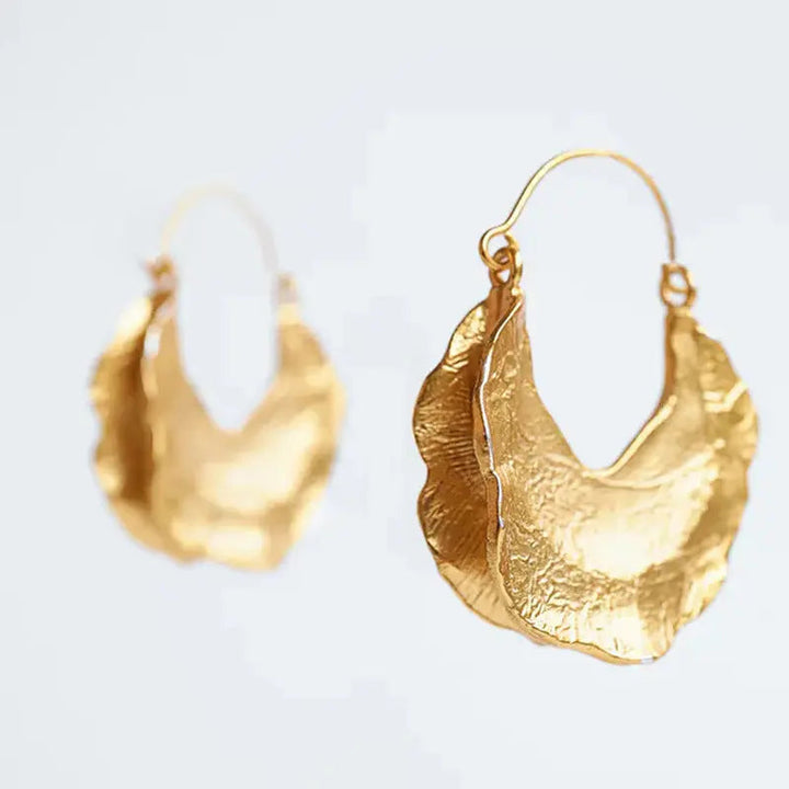 Gothic Punk Metal Irregular Gold Drop Hoop Earrings - Salty Accessories