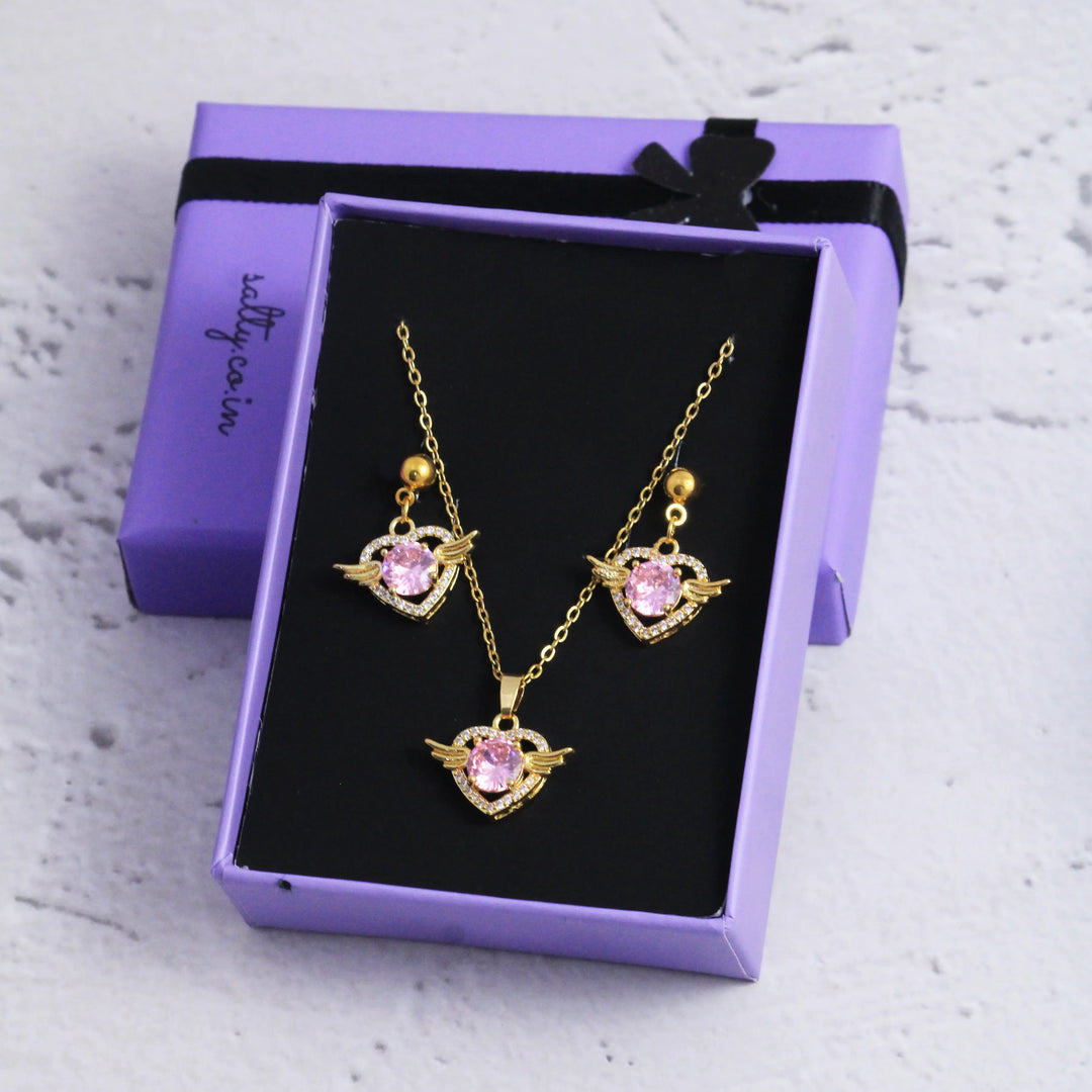 Graceful Sapphire Earrings and Necklace Set - Main Image