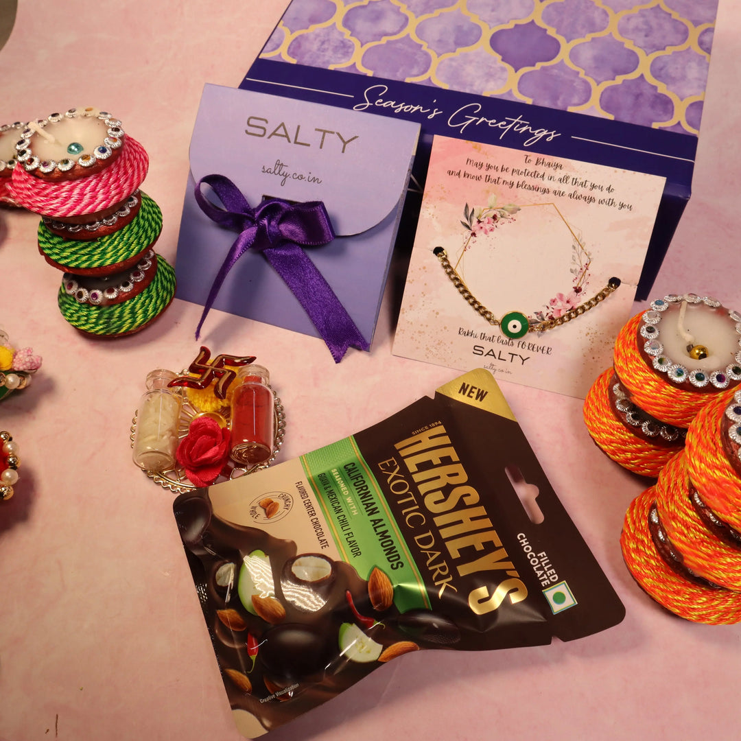 Green Guardian Gaze Rakhi Gift Box | Salty